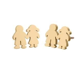 Stainless Steel Girl and Boy Post Earrings